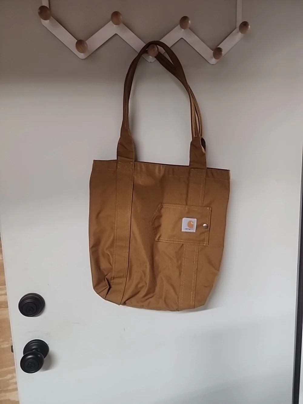 Carhartt Tan Canvas Messenger Tote with Front Patch Pocket